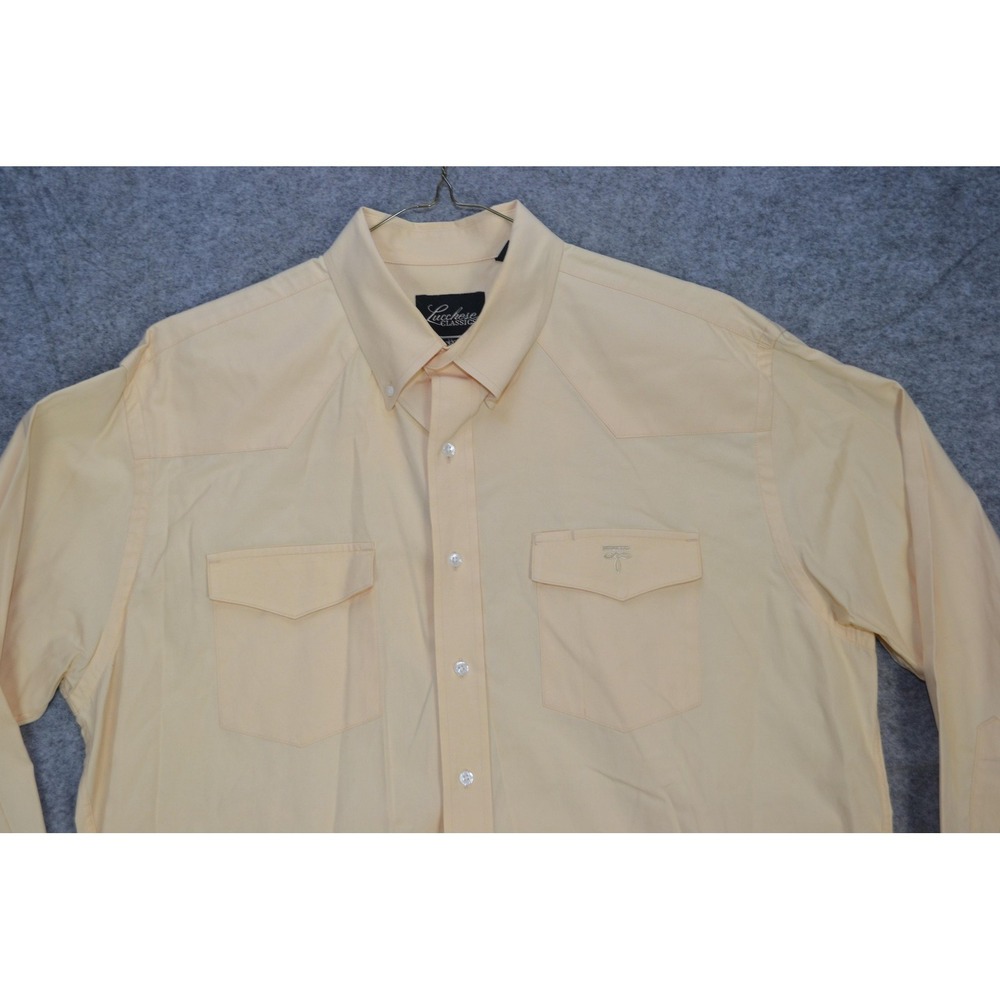 VTG Lucchese Classics Shirt Mens XL Yellow Western‎ Cowboy Button Up Long Sleeve - Picture 3 of 16